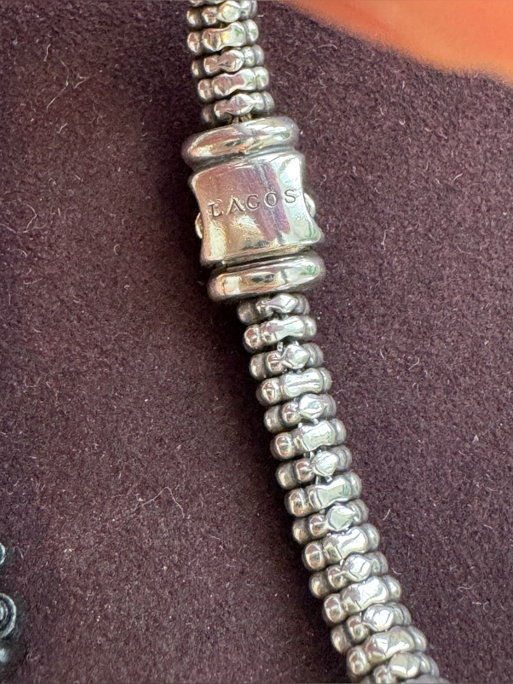 LAGOS Silver Beaded Bracelet with diamonds. - Picture 6 of 8